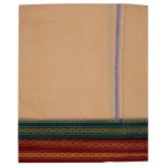 Men's Cotton Hand Loom White and Gold Lungies with Green and Red border - Pack of 2